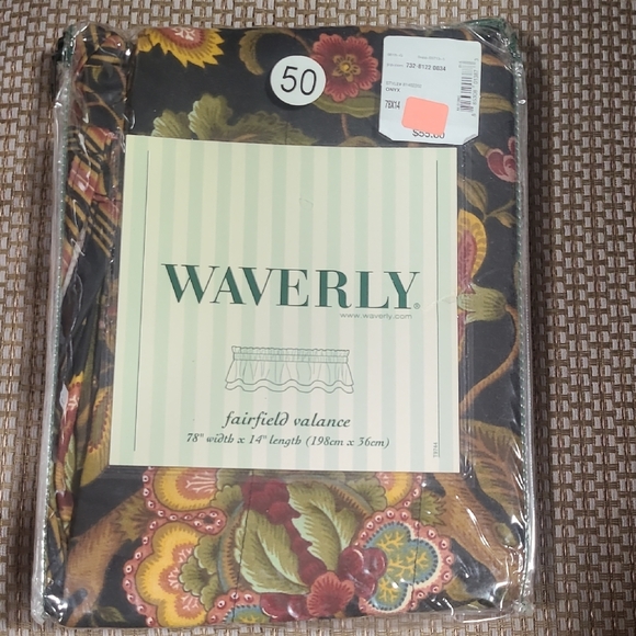 Waverly Fairfield Valance Curtains 78" x 14" Onyx Floral Window Scalloped - Picture 1 of 3